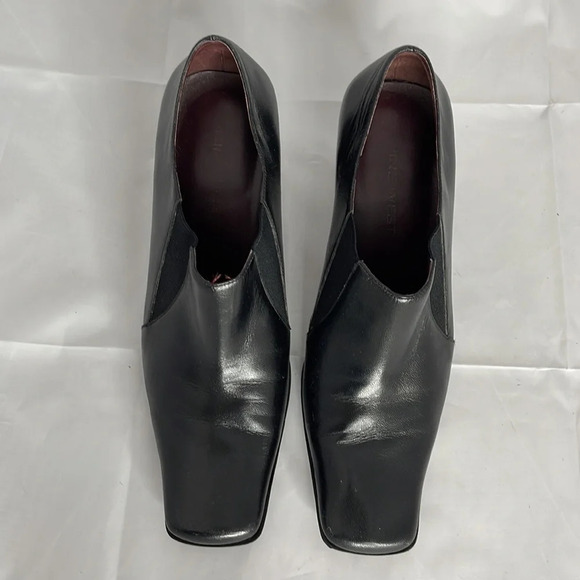 NINE WEST Black Square Toe Bootie Shoes Leather Heel High Vamp Witchy Size 7.5 - Picture 6 of 13